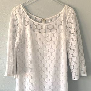 White Polka Dot Dress Knee Height & Long Sleeve